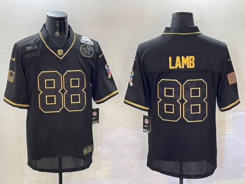 Men Dallas Cowboys #88 Lamb Black Gold 2024 Nike Limited NFL Jersey style 01082